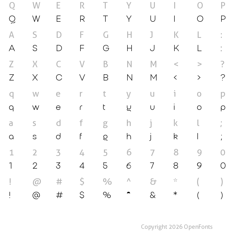 Character Map of Kurye Light