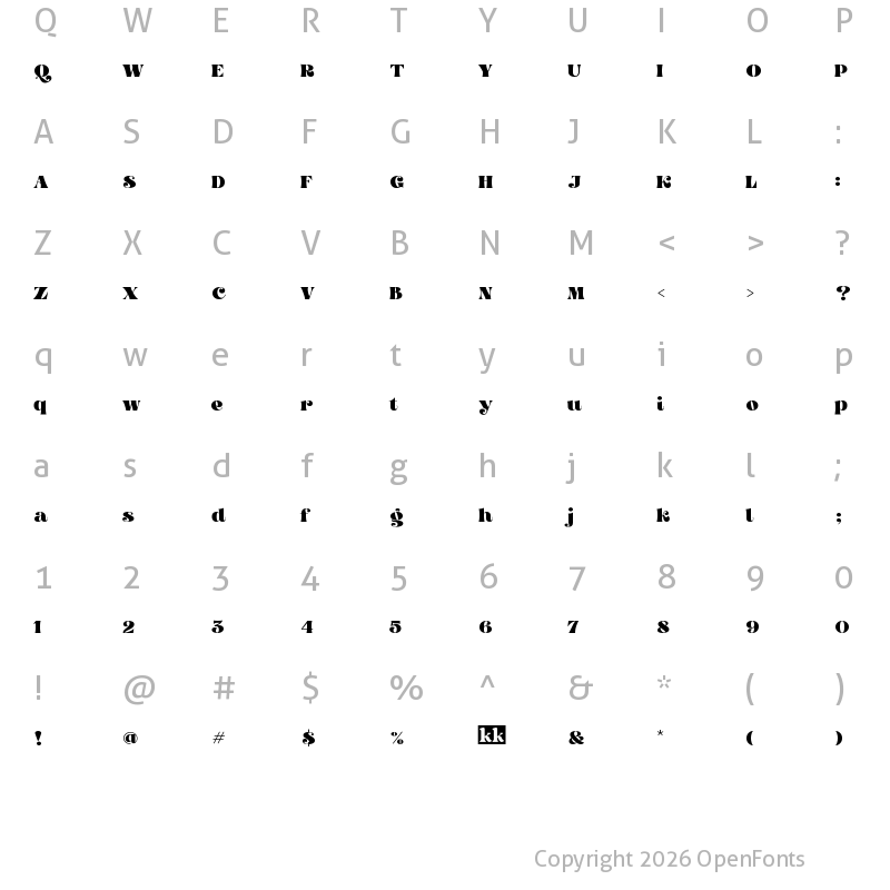 Character Map of Kyoda Ascher Regular