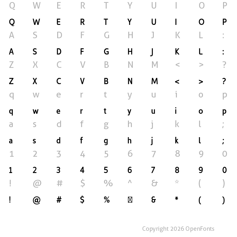 Character Map of Kyrial Sans Pro Cond SemiBold