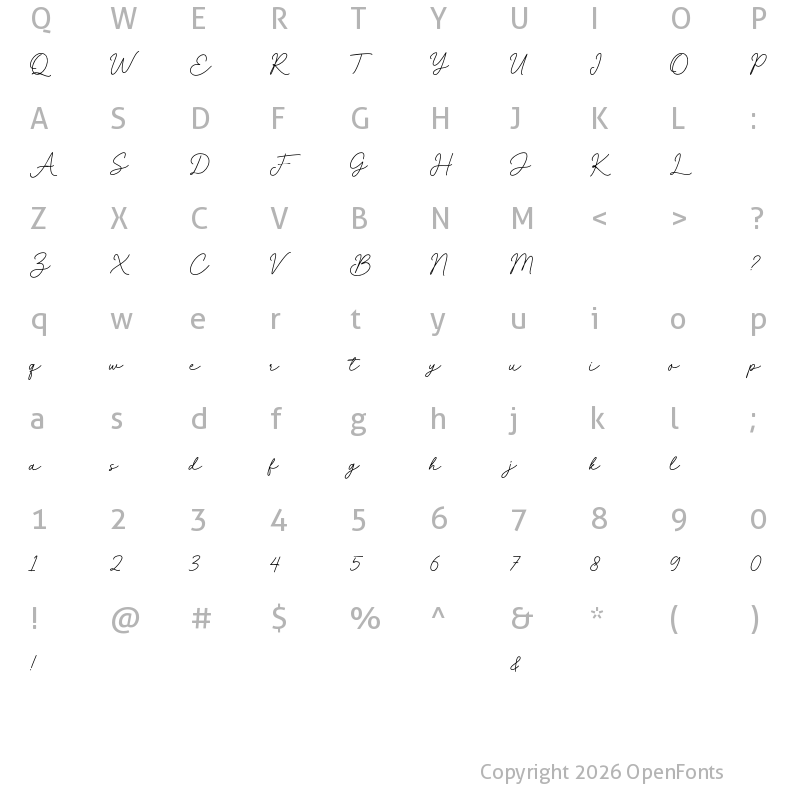 Character Map of La Charly Regular