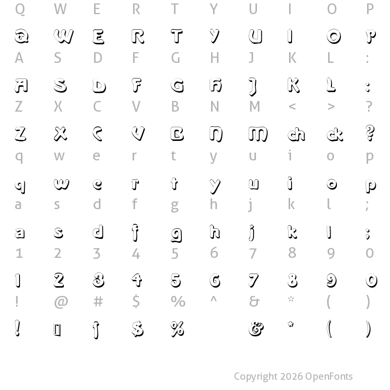 Character Map of La Negrita Shadow Regular