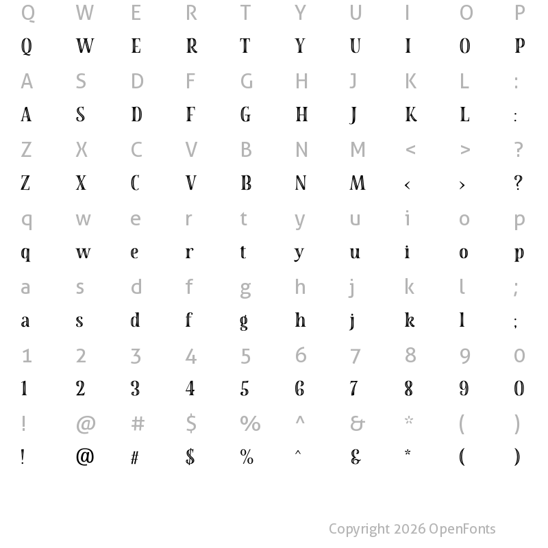 Character Map of La Parisienne Serif Inline