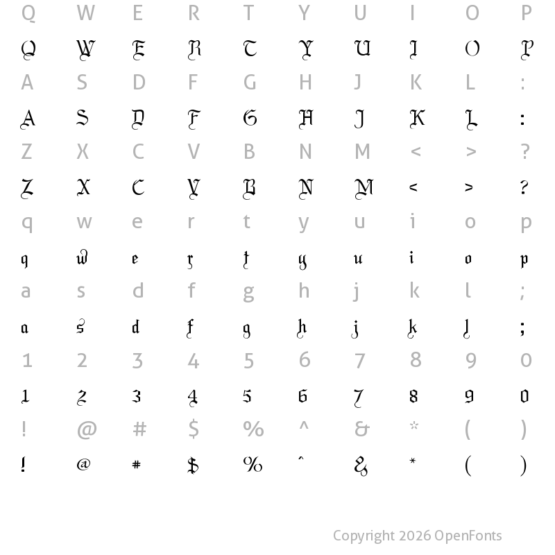 Character Map of LaBrit Regular