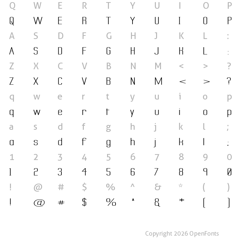 Character Map of Labtop Secundo Superwide Regular