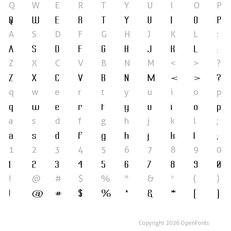 Character Map of Labtop Superwide Boldish Regular