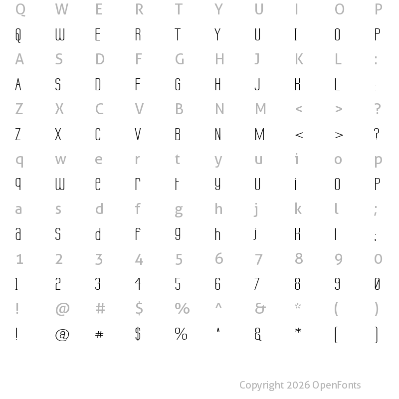 Character Map of Labtop Unicase Wide Regular
