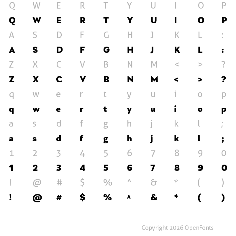 Character Map of Laca Text ExtraBold