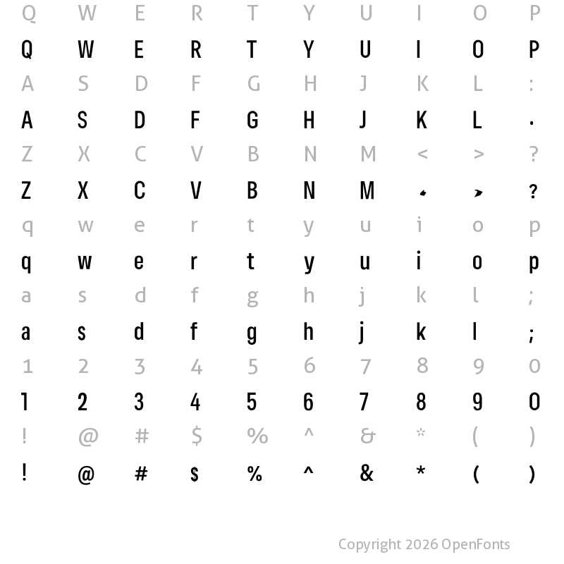 Character Map of Lama Sans SemiBold Condensed