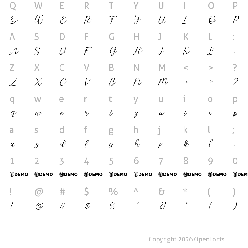 Character Map of Lambency Regular