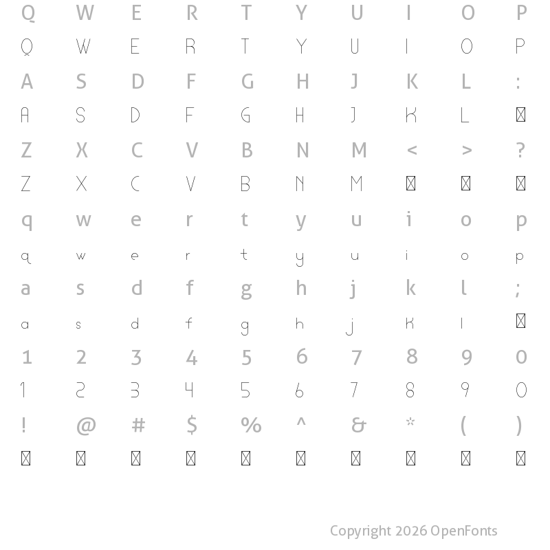 Character Map of Lamborgini Thin