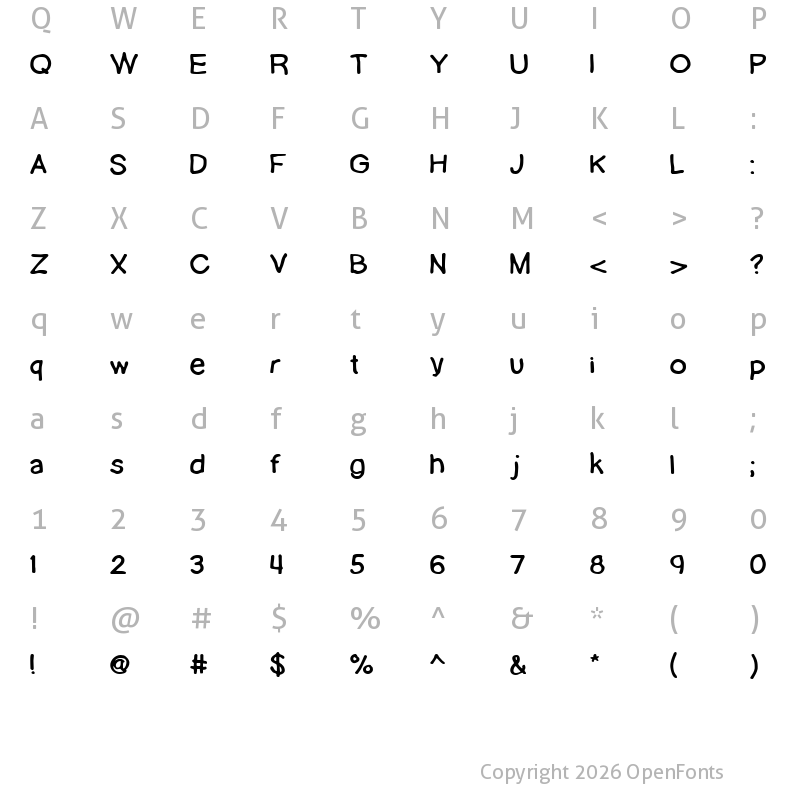 Character Map of Lamebrain BRK Regular