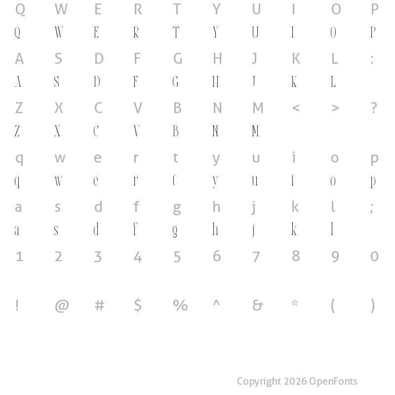 Character Map of Lamour DEMO Regular