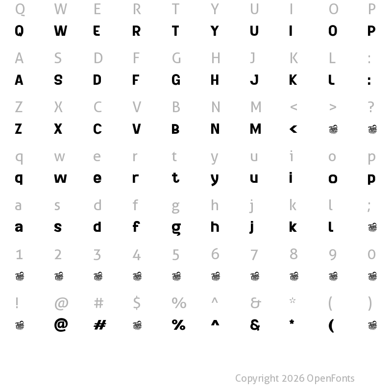 Character Map of Lancar Personal Use Black