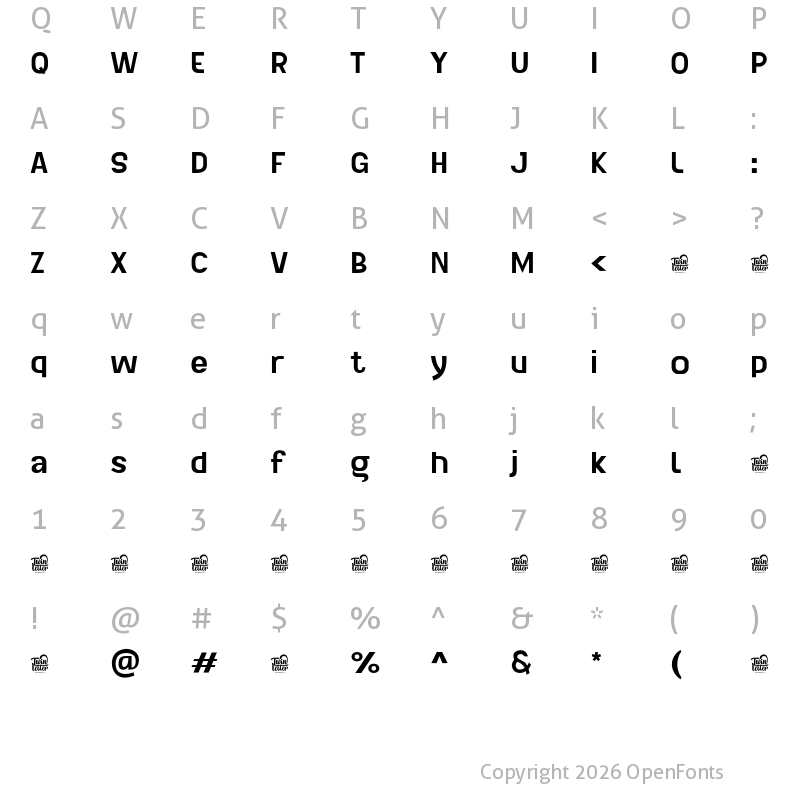 Character Map of Lancar Personal Use Bold