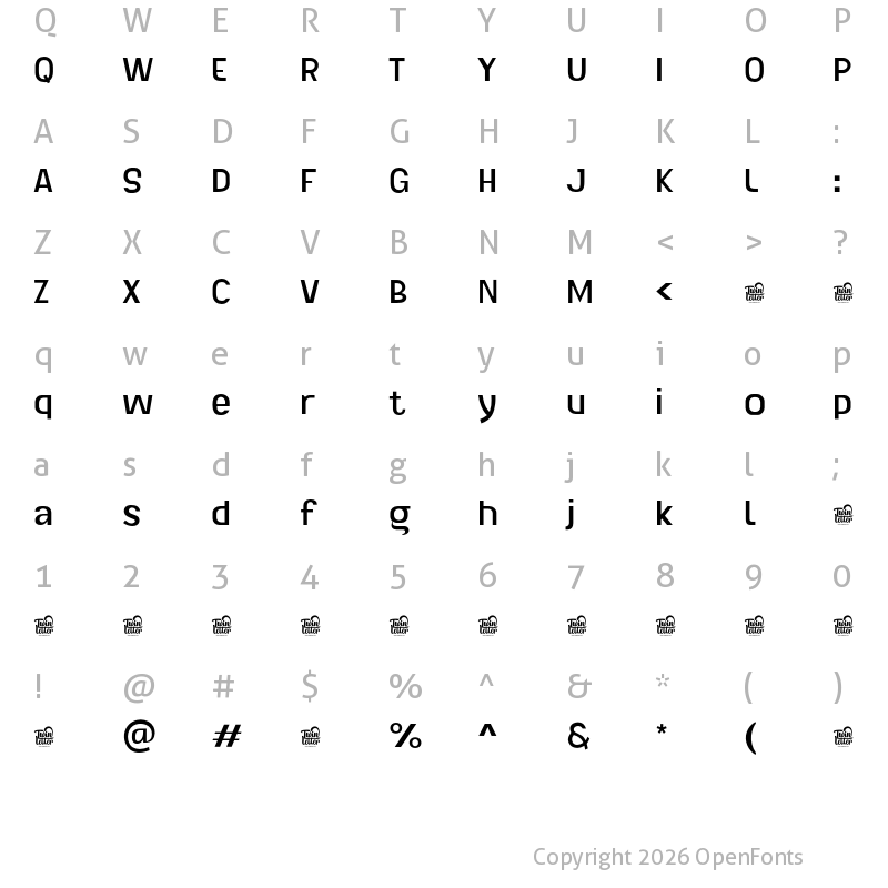Character Map of Lancar Personal Use Regular