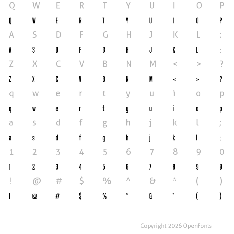 Character Map of Landasans_demo01 Regular