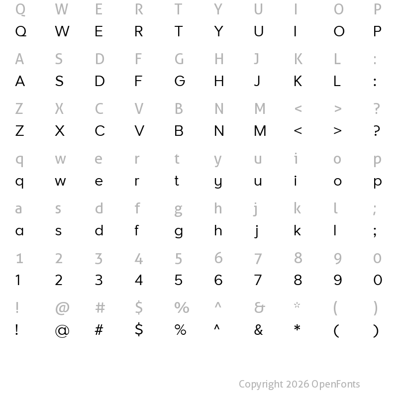Character Map of Larke Neue Regular