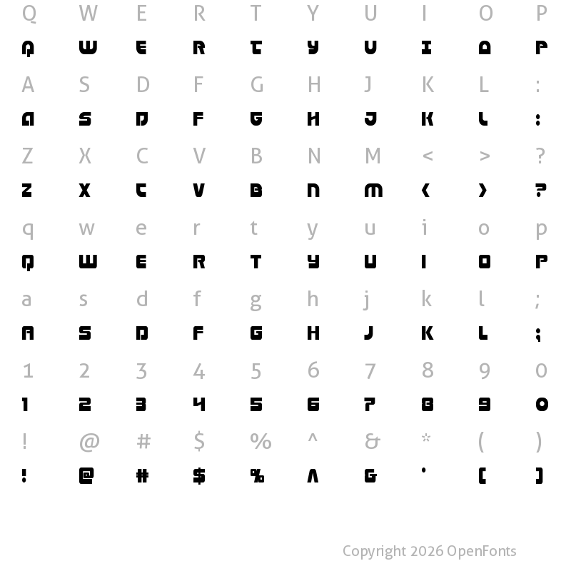 Character Map of Laser Corps Condensed Regular