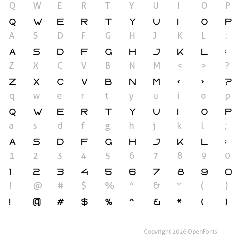 Character Map of LASER Regular