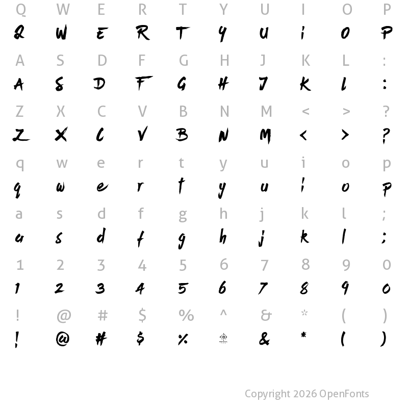 Character Map of Last Paradise Regular