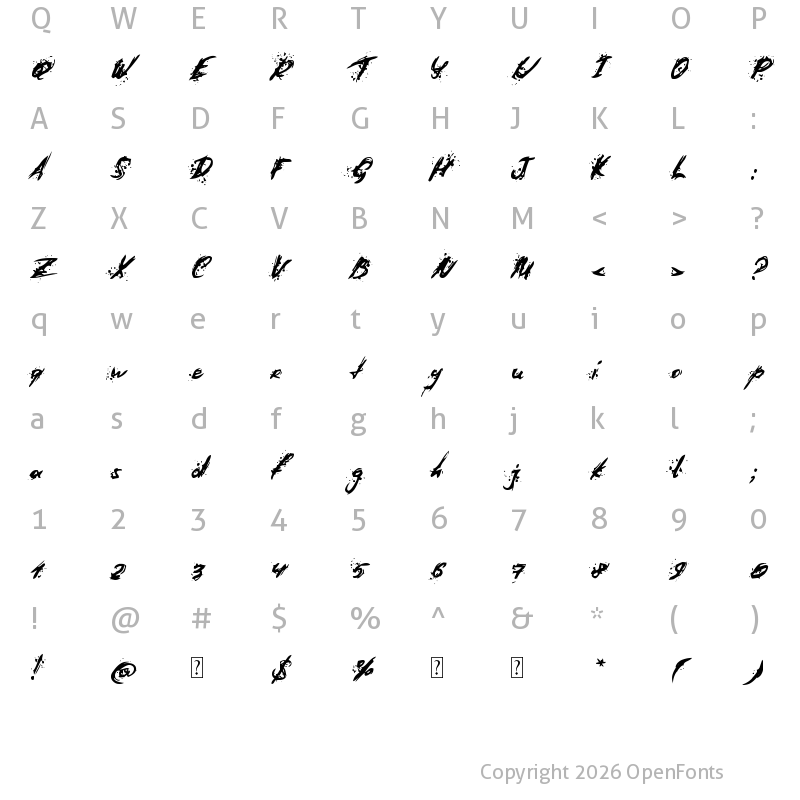 Character Map of Last Words from Earth Regular