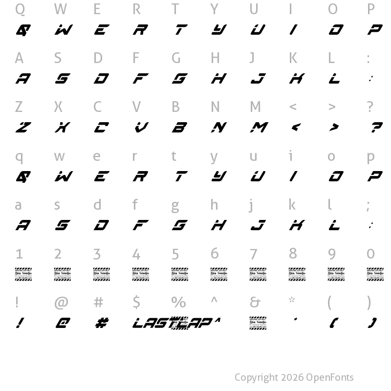 Character Map of Lastlap Personal Use Regular