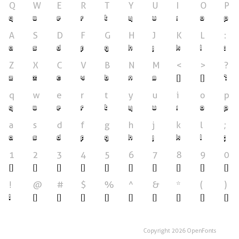 Character Map of Lastu # 2 Regular