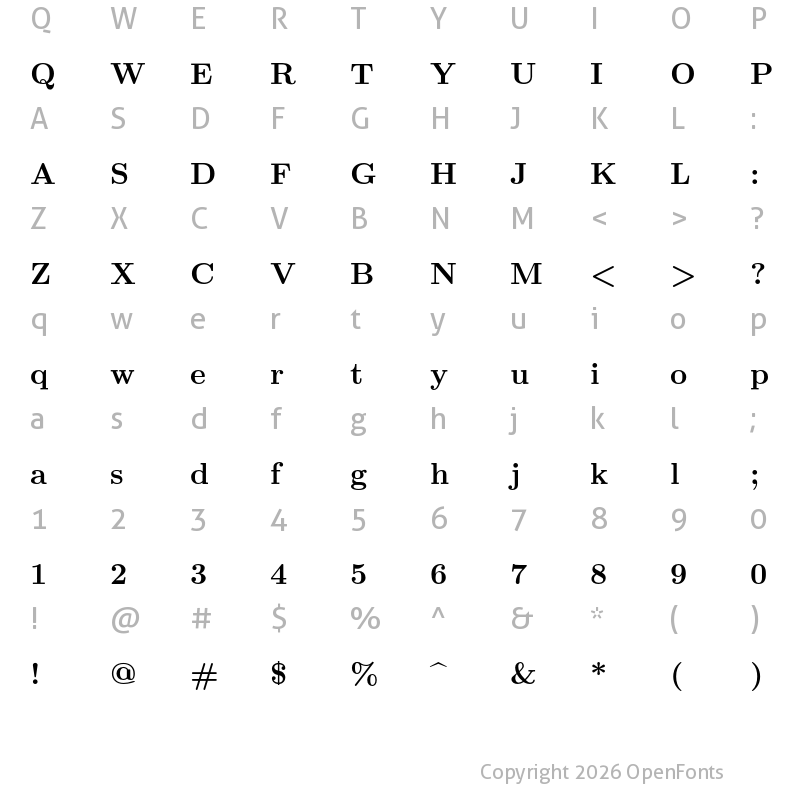 Character Map of Latin Modern Roman 10 Bold