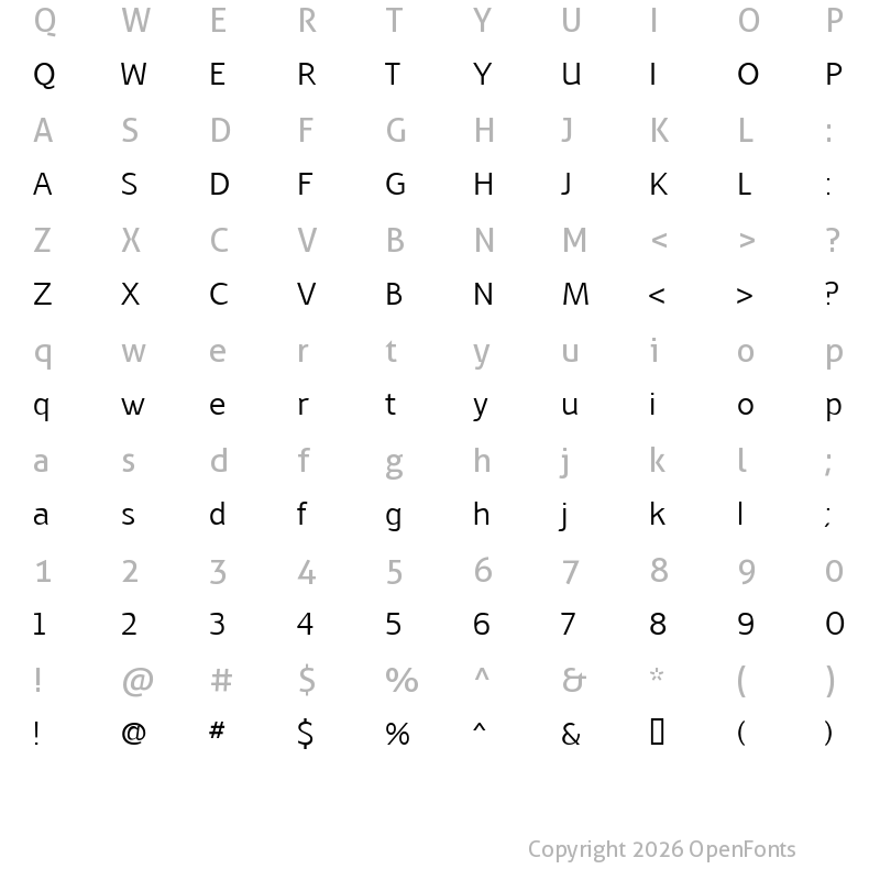 Character Map of Latinaires Regular