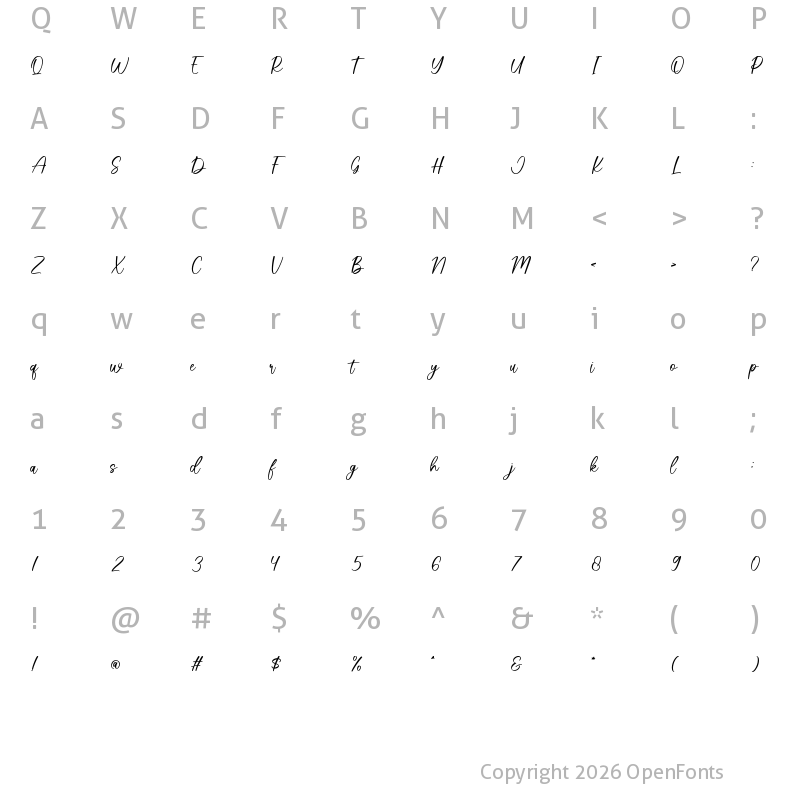 Character Map of Lavender Regular