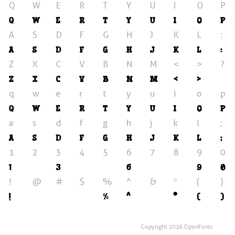 Character Map of Lazy Coffee Regular