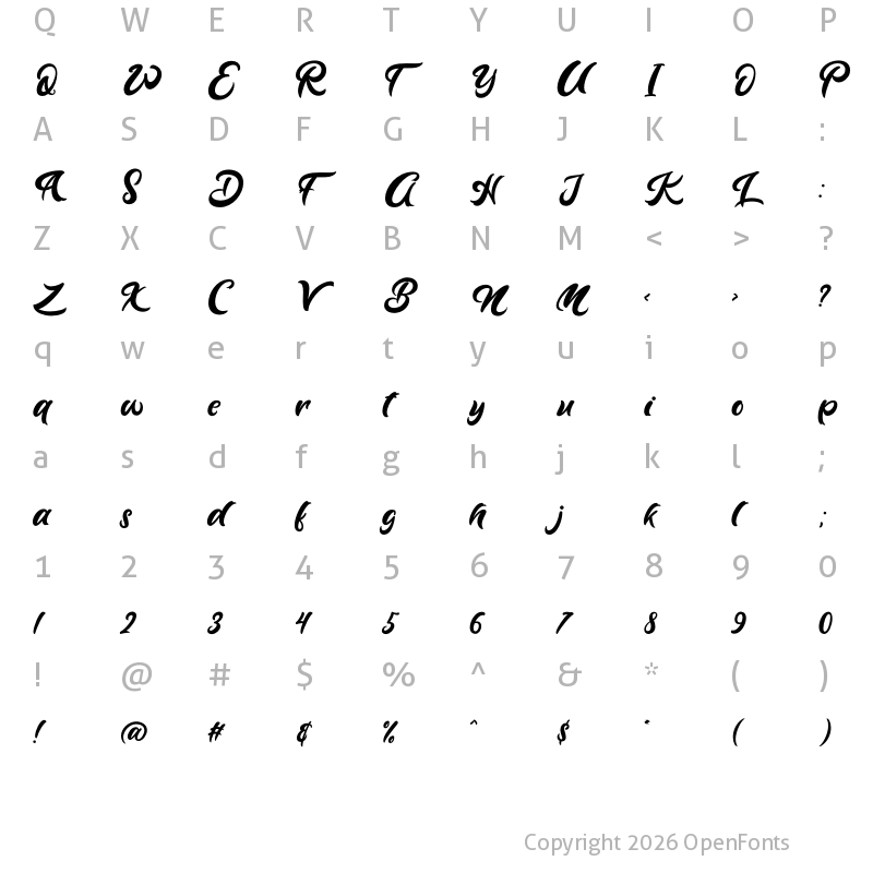 Character Map of Lazy Monday Regular