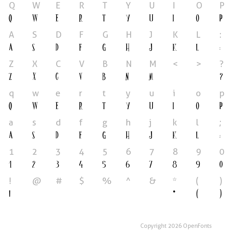 Character Map of Le Grimoire du Bonheur Regular