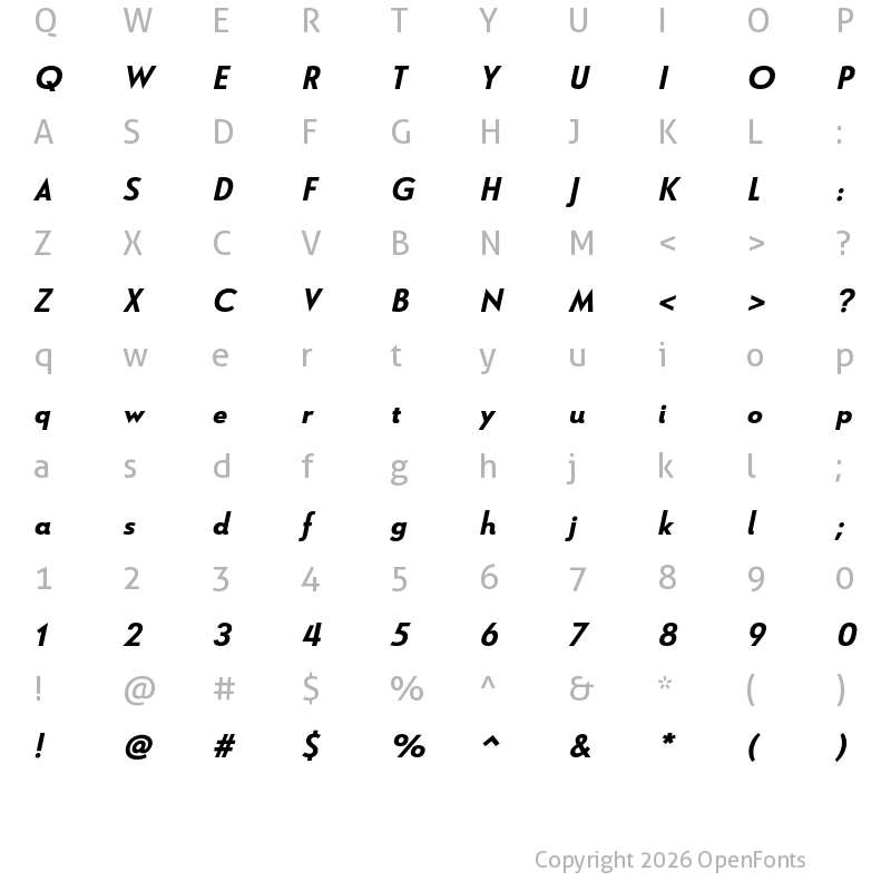 Character Map of Le Havre Black Italic