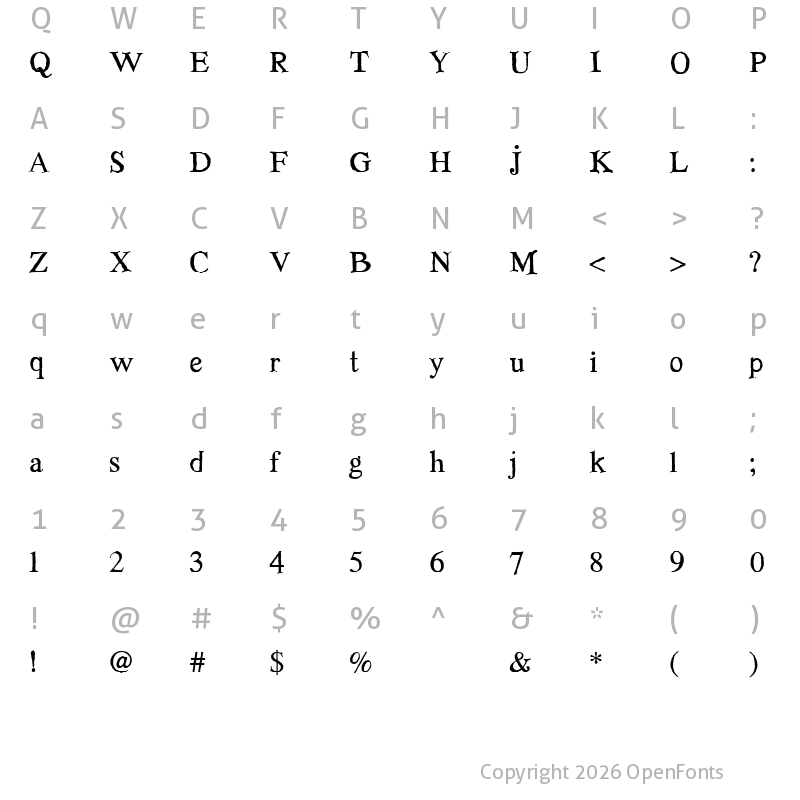 Character Map of Le Mano Regular