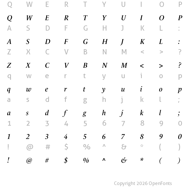 Character Map of Le Monde Livre Std Demi Italic