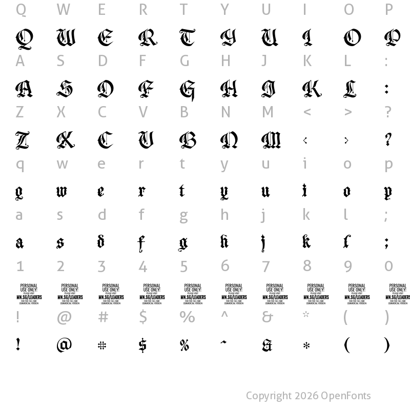 Character Map of Leaders PERSONAL USE ONLY Regular