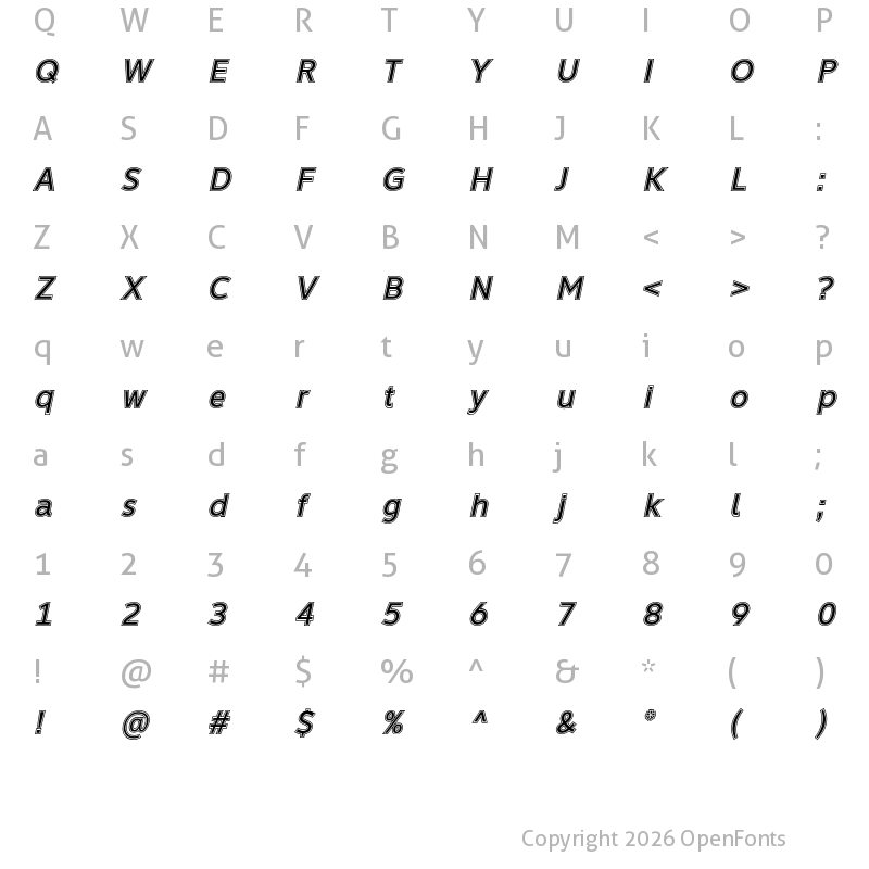 Character Map of Learn Share Colaborate Inout Italic
