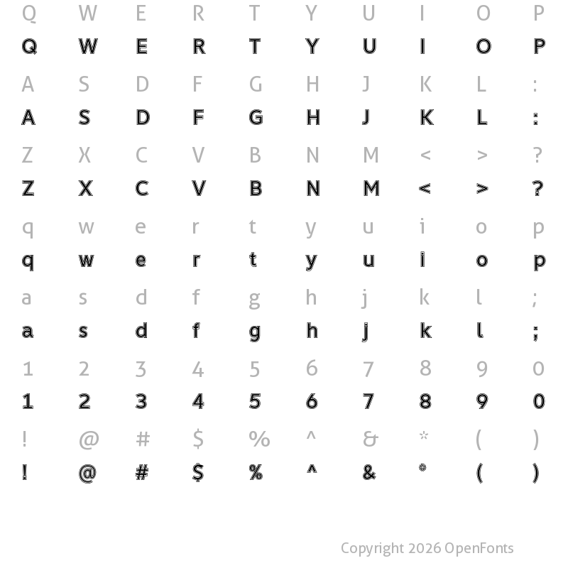 Character Map of Learn Share Colaborate Inout Regular