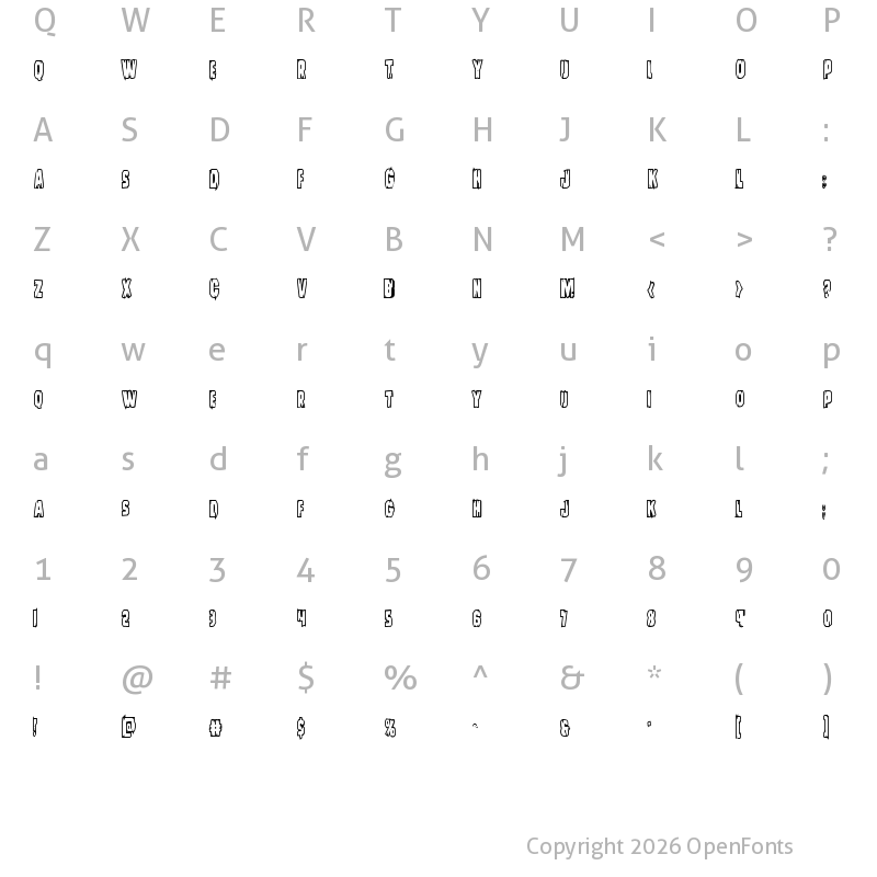 Character Map of Leatherface Bold Outline Bold
