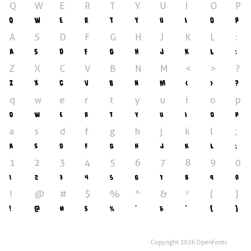 Character Map of Leatherface Rotated Regular