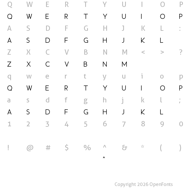 Character Map of Leavant Regular