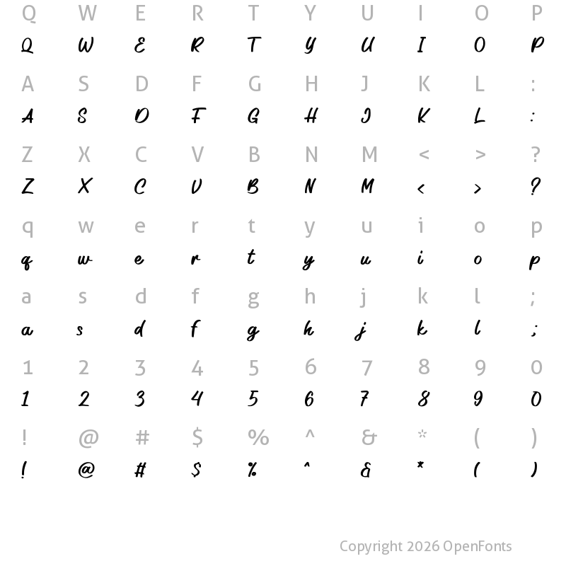 Character Map of Legendday Regular