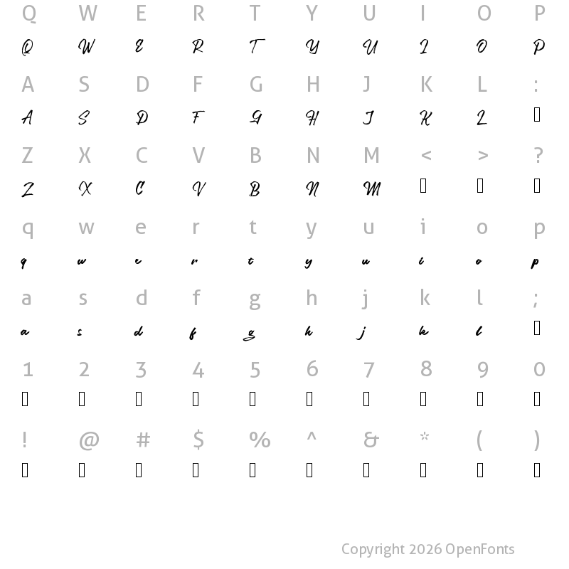 Character Map of Legiante Regular