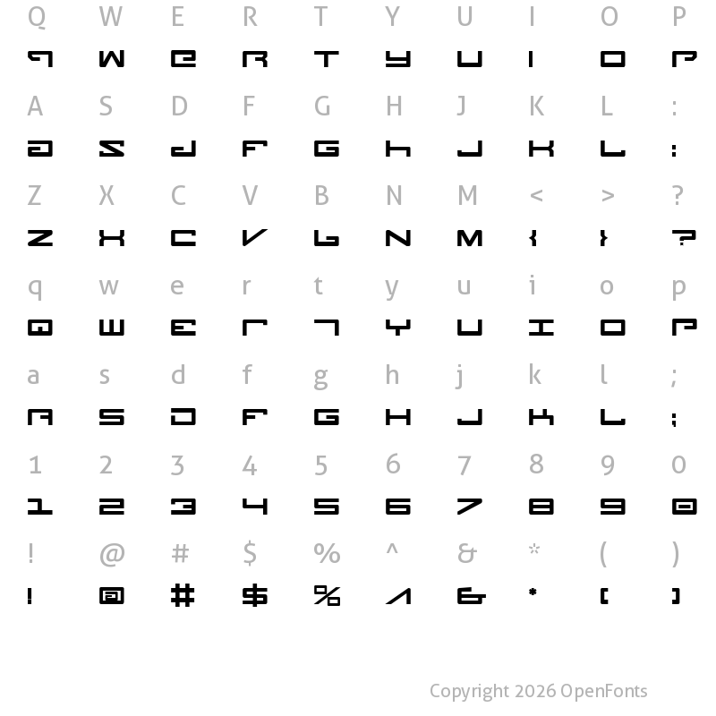 Character Map of Legion Bold Bold