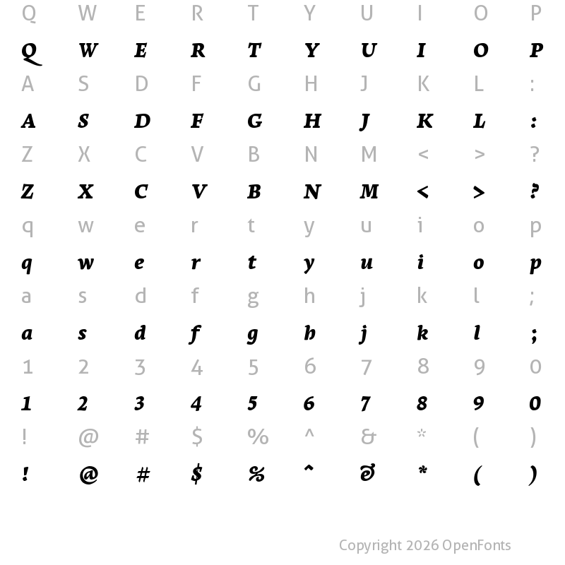 Character Map of Leksa Black Italic