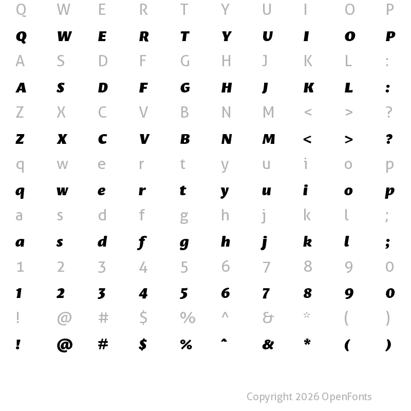 Character Map of Leksa Sans Black Italic