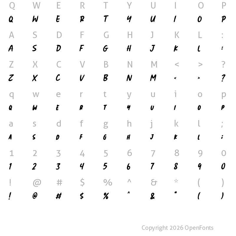 Character Map of Lemon Dessert Italic