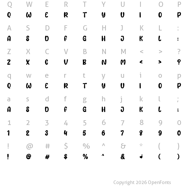 Character Map of Lemon Love Regular