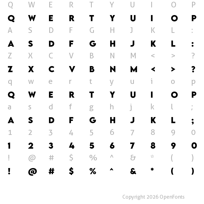 Character Map of LEMON MILK Bold